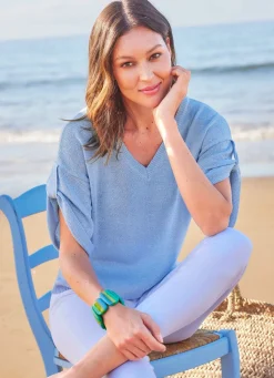 Sale BADER Pullover mit schimmerndem Glanz HELLBLAU
