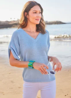 Sale BADER Pullover mit schimmerndem Glanz HELLBLAU