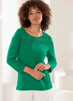 Sale BADER Pullover mit Schmucksteinzier GRÜN