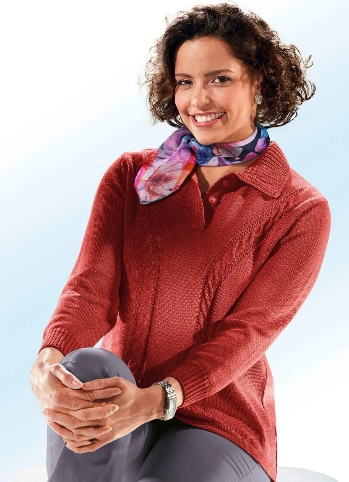 Hot BADER Pullover mit Schurwolle WEINROT