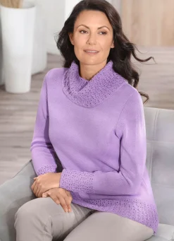 BADER Pullover mit Schurwolle FLIEDER