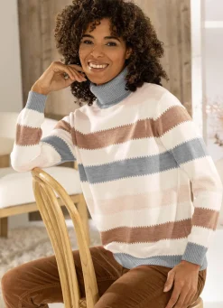 Best BADER Pullover mit Schurwolle NATUR-BRAUN-MULTICOLOR