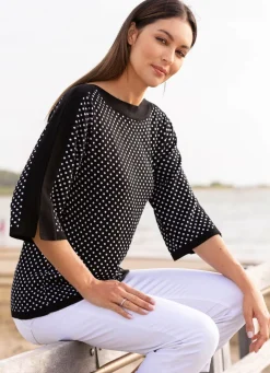 New BADER Pullover mit sehr weichem Griff SCHWARZ-WEISS