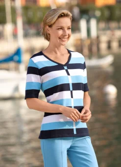 BADER Pullover mit Sreifendessin MARINE-BLEU-WEISS