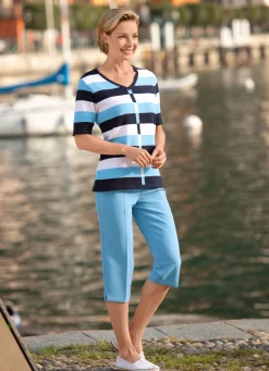 BADER Pullover mit Sreifendessin MARINE-BLEU-WEISS