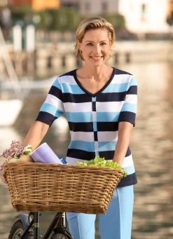 BADER Pullover mit Sreifendessin MARINE-BLEU-WEISS
