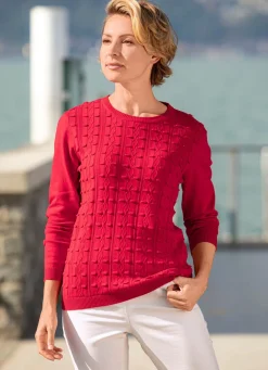 Discount BADER Pullover mit streckendem Strukturmuster ROT