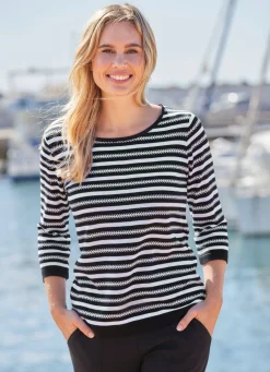 Discount BADER Pullover mit Streifenmuster SCHWARZ-WEISS