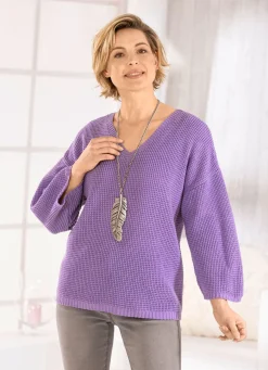 Best BADER Pullover mit Struktur in Waffeloptik FLIEDER