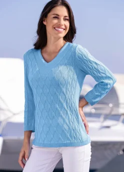 Sale BADER Pullover mit Strukturdessin HELLBLAU