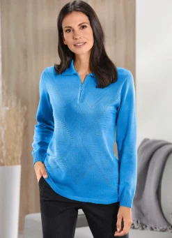 Discount BADER Pullover mit Strukturdessin AZURBLAU