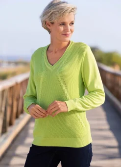Hot BADER Pullover mit Strukturmix HELLGRÜN