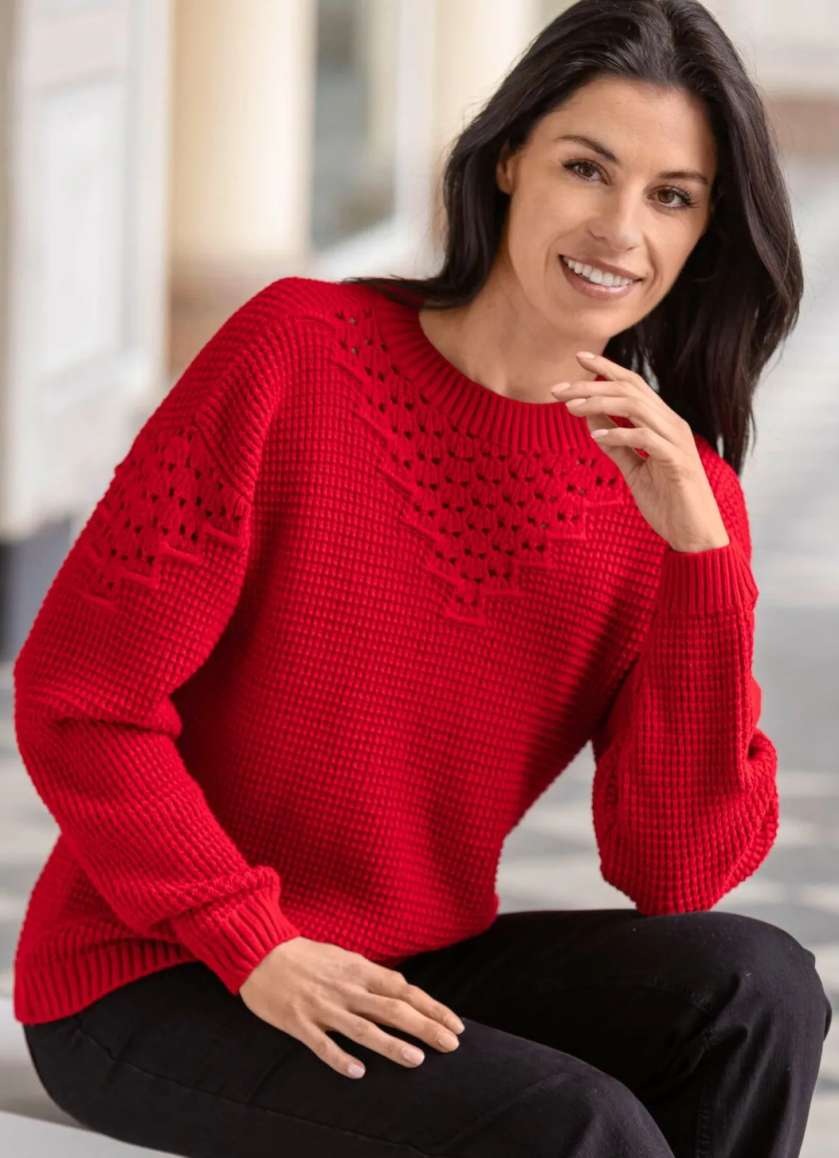 Outlet BADER Pullover mit Strukturmuster ROT