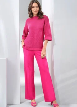 New BADER Pullover mit Strukturstreifen PINK