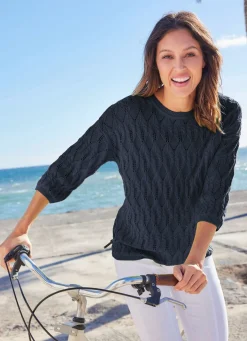 Discount BADER Pullover mit tollem Ajourmuster MARINE