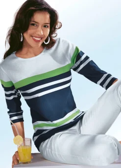 Discount BADER Pullover mit tollem Streifendessin MARINE-GRÜN-WEISS