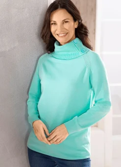 BADER Pullover mit variablem Kragen TÜRKIS