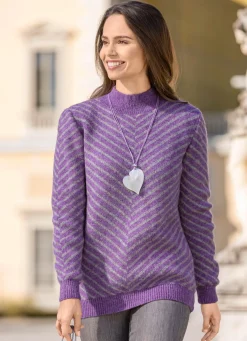 Hot BADER Pullover mit V-förmigem Muster LILA-GRAU
