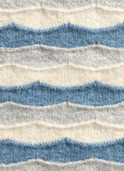 Outlet BADER Pullover mit Wellenmuster ECRU-BLEU-HELLGRAU