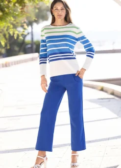 Outlet BADER Pullover mit zartem Strukturmuster ECRU-BLAU-GRÜN
