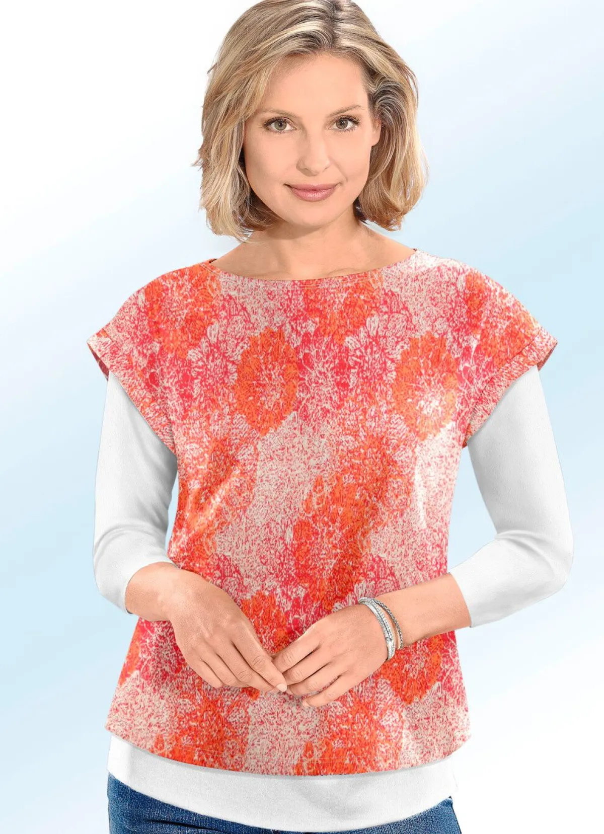 New KLAUS MODELLE MADE IN GERMANY Pullunder in Jacquard-Dessin HUMMER-ECRU