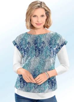 Sale KLAUS MODELLE MADE IN GERMANY Pullunder in Jacquard-Dessin MINT-ECRU