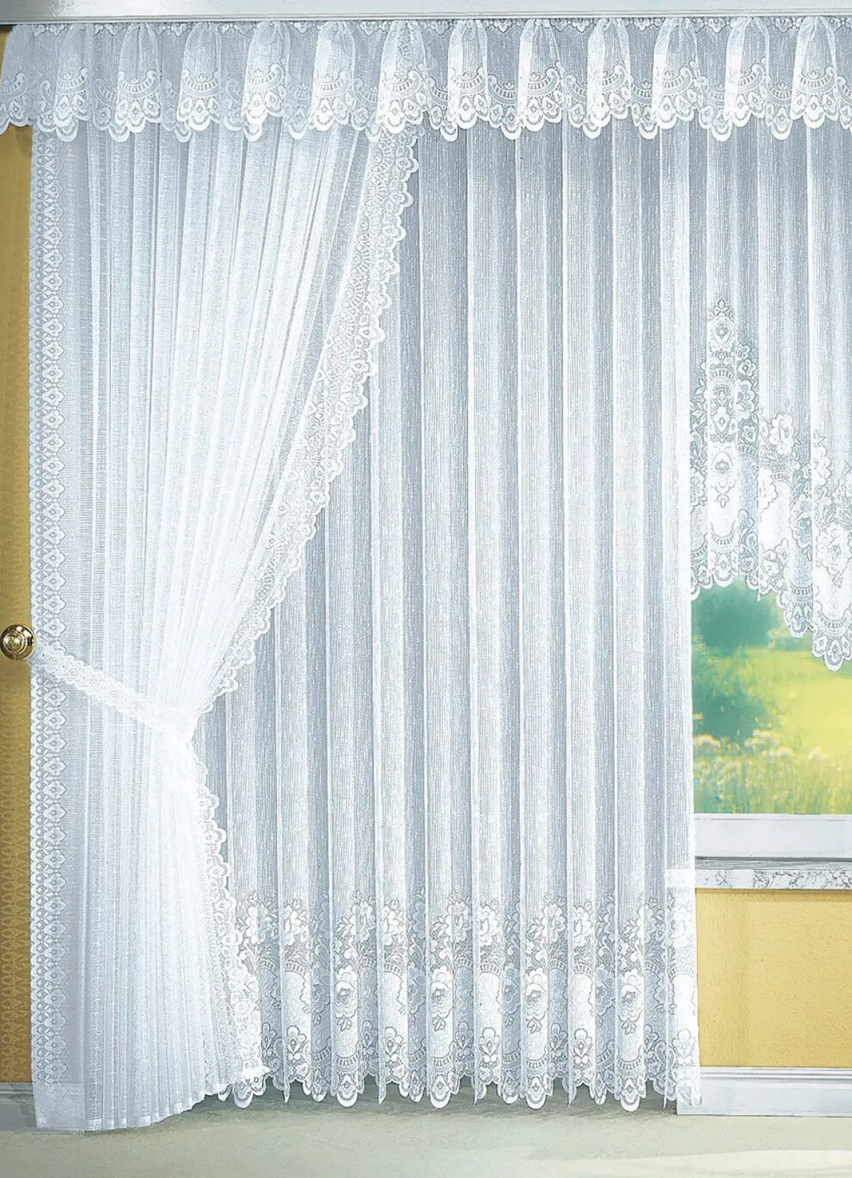 Discount TREVIRA Querbehang mit leicht gebogtem Abschluss WEISS
