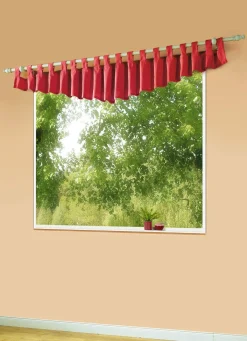 New BADER Querbehang mit Schlaufen und Universalschienenband ROT