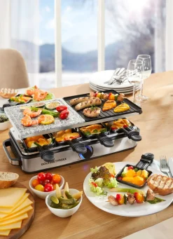 GOURMETMAXX Raclette mit Naturstein-Grillplatte EDELSTAHL-SCHWARZ
