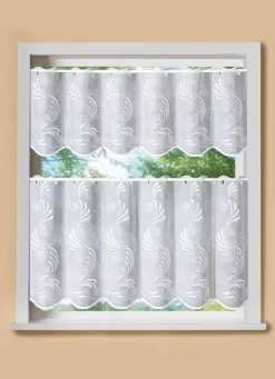 New PLAUENER STICKEREI Raffinierter Kurzstore mit Stangendurchzug WEISS