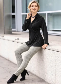 Best BADER Raffiniertes Shirt mit Polokragen in 2 Farben SCHWARZ