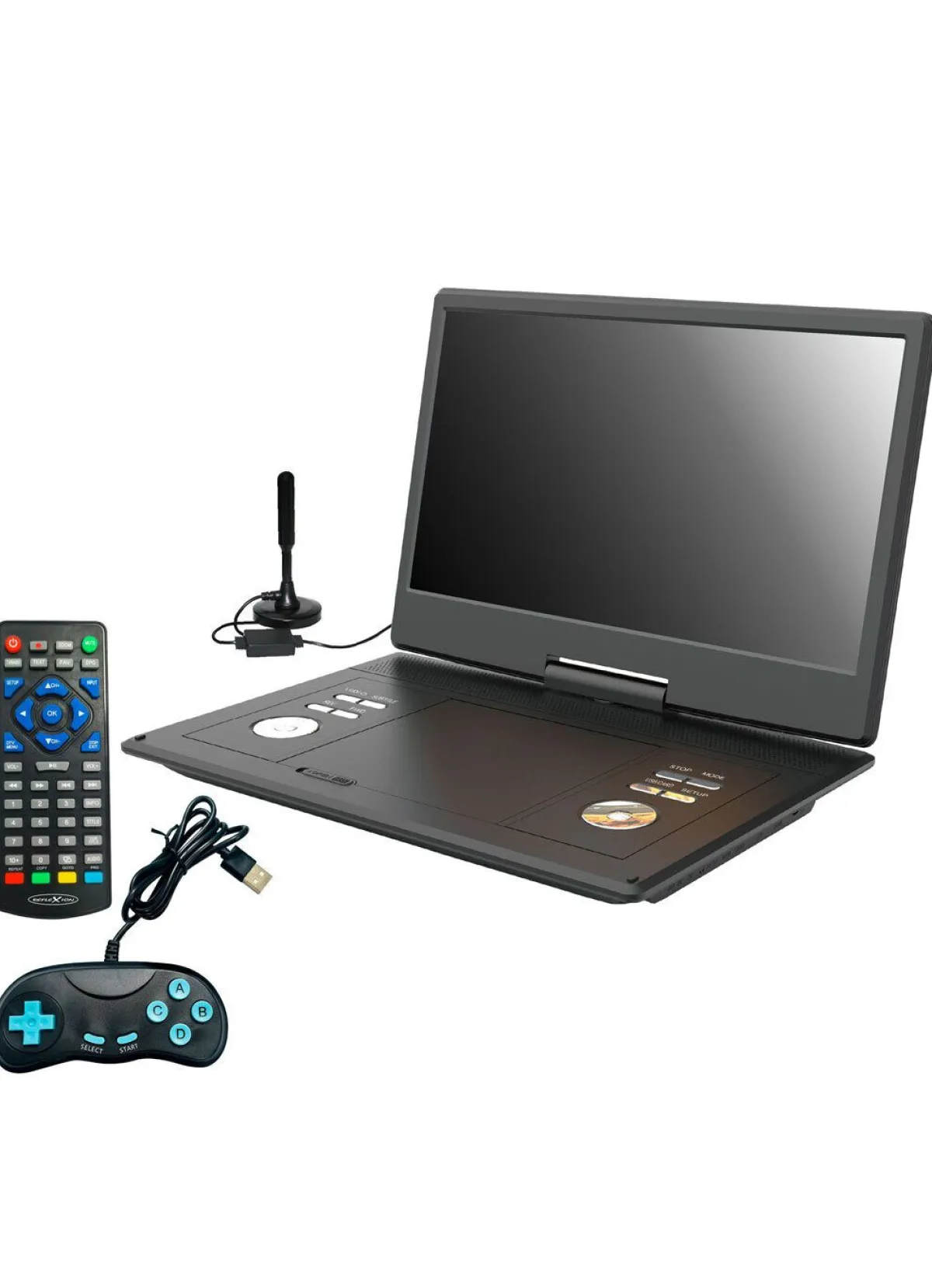 Outlet Reflexion DVD 1424 portabler DVD-Spieler mit TV und Spielen SCHWARZ