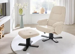 BADER Relax-Sessel mit Hocker CREME