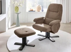 Outlet BADER Relax-Sessel mit Hocker BRAUN