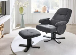 Hot BADER Relax-Sessel mit Hocker ANTHRAZIT
