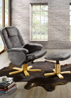 BADER Relax-Sessel mit Hocker GRAU