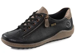Best Remonte , bequeme Damen-Sneaker, Weite G, mit herausnehmbarem Fußbett SCHWARZ-BRAUN
