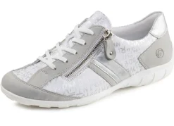 Clearance Remonte , bequeme Damen-Sneaker, Weite G, mit herausnehmbarem Fußbett HELLGRAU-WEISS