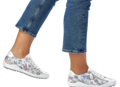 New Remonte , elegante Damen-Sneaker, Weite G, mit Reißverschluss SILBER-BUNT
