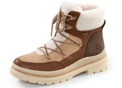 New Remonte , gefütterte Damen-Boots, Winterschuhe, Weite G, mit Reißverschluss BRAUN-SAND