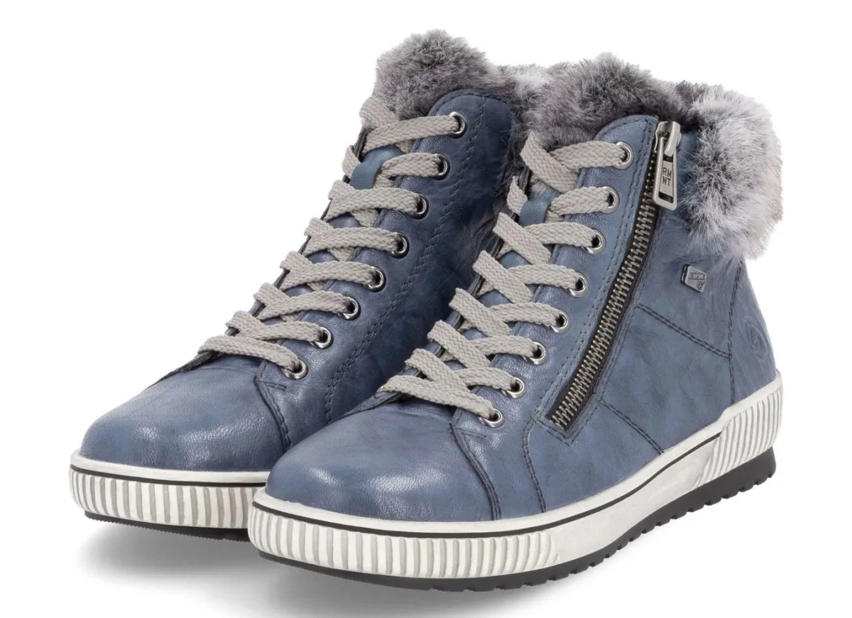Remonte , gefütterte Damen-Boots, Winterschuhe, Weite G, mit herausnehmbarem Fußbett JEANS