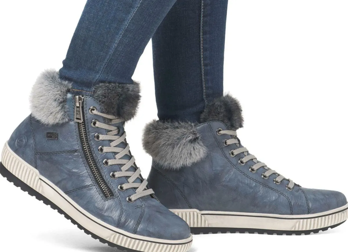 Remonte , gefütterte Damen-Boots, Winterschuhe, Weite G, mit herausnehmbarem Fußbett JEANS