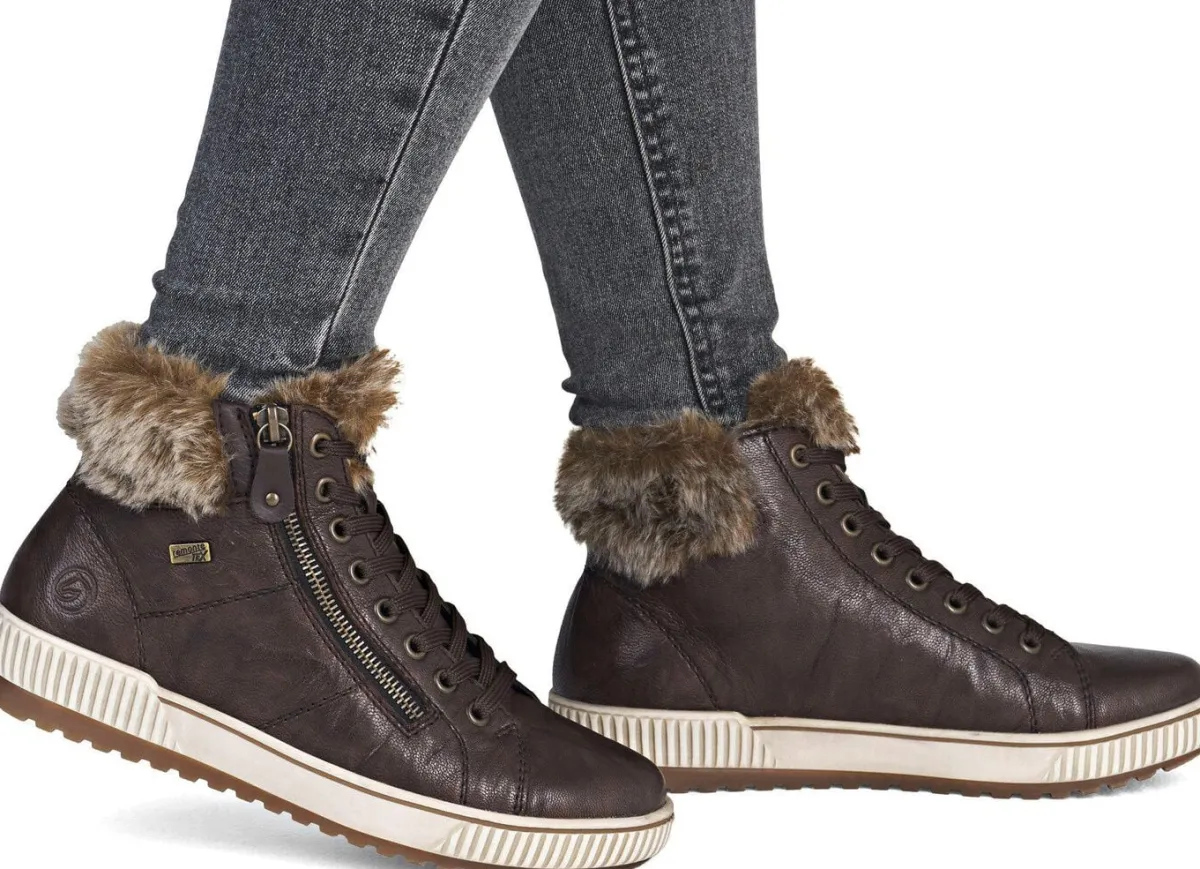 Outlet Remonte , gefütterte Damen-Boots, Winterschuhe, Weite G, mit herausnehmbarem Fußbett DUNKELBRAUN