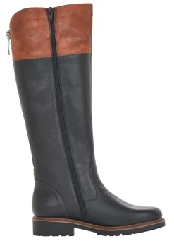 New Remonte , gefütterte Damen-Stiefel, Winterschuhe, Weite G, mit Reißverschluss SCHWARZ-MARONE