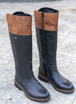New Remonte , gefütterte Damen-Stiefel, Winterschuhe, Weite G, mit Reißverschluss SCHWARZ-MARONE