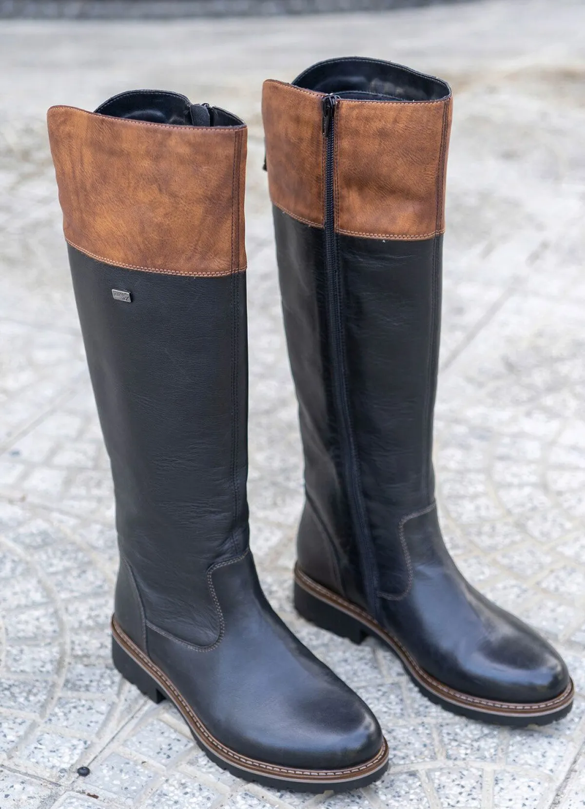 New Remonte , gefütterte Damen-Stiefel, Winterschuhe, Weite G, mit Reißverschluss SCHWARZ-MARONE