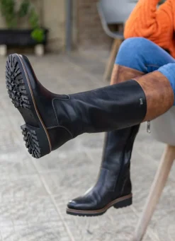 New Remonte , gefütterte Damen-Stiefel, Winterschuhe, Weite G, mit Reißverschluss SCHWARZ-MARONE