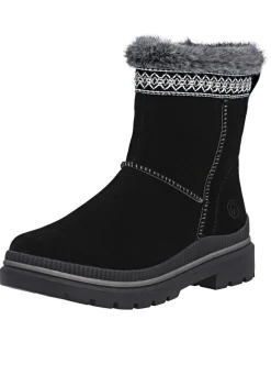 Clearance Remonte , gefütterte Damen-Stiefeletten, Winterschuhe, Weite G, mit Lammfell SCHWARZ