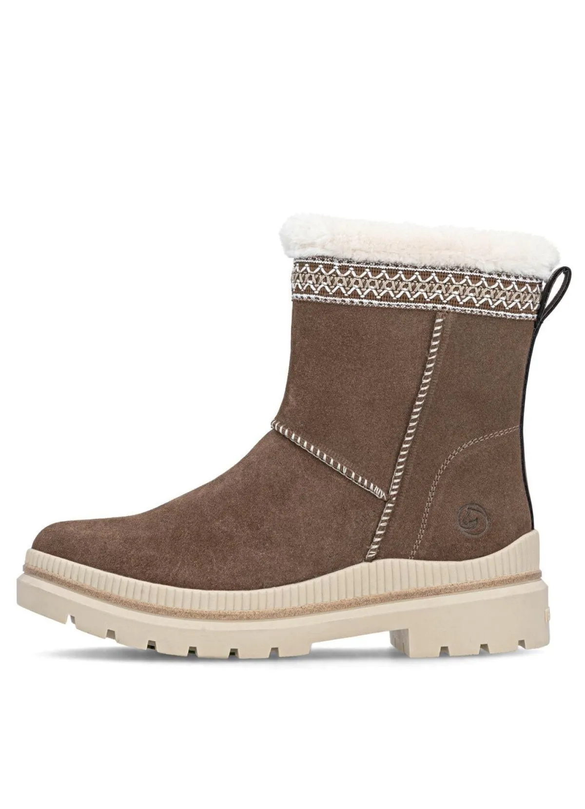Outlet Remonte , gefütterte Damen-Stiefeletten, Winterschuhe, Weite G, mit Lammfell BRAUN