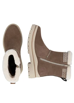 Outlet Remonte , gefütterte Damen-Stiefeletten, Winterschuhe, Weite G, mit Lammfell BRAUN